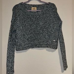 blue cropped patterned sweater